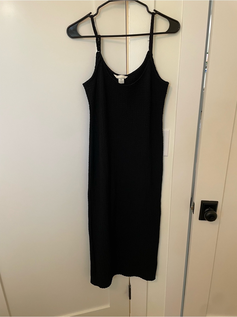 H&M Black Ribbed Midi Slip Dress with Adjustable Straps
